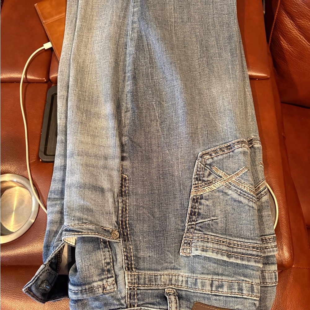 BKE Men's Bootcut Washed Blue Denim Jeans